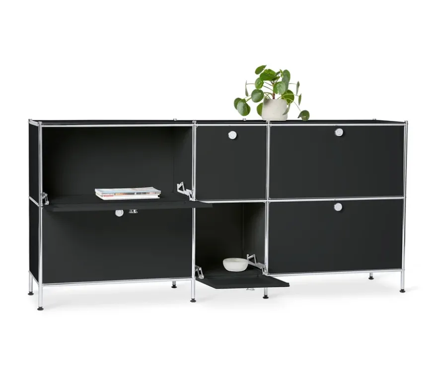 Sideboard Metall »CN3« groß mit 6 Klappenfächern, schwarz