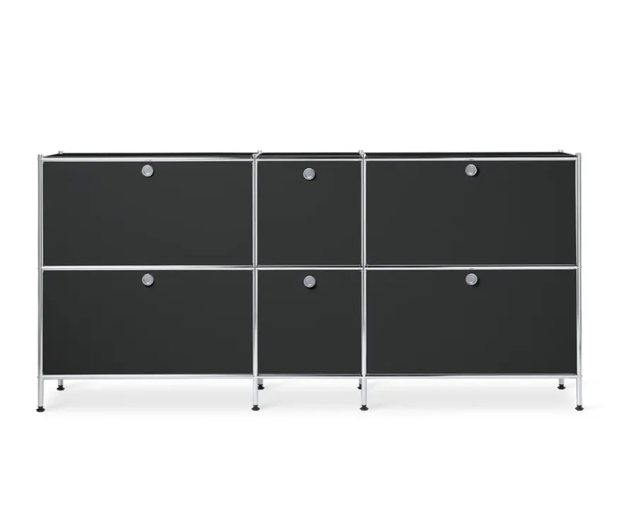 Sideboard Metall »CN3« groß mit 6 Klappenfächern, schwarz