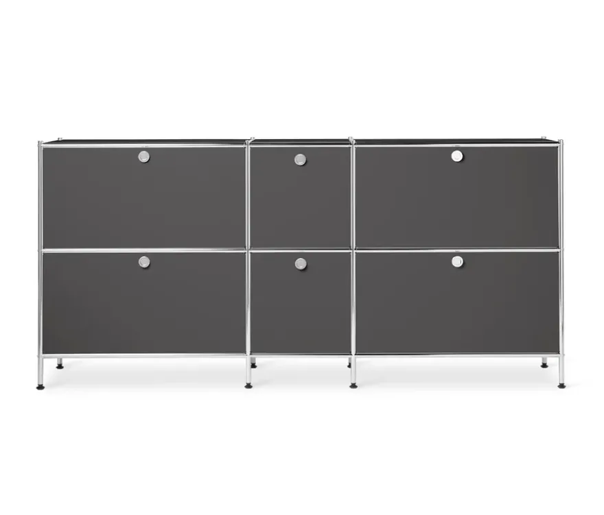 Sideboard Metall »CN3« groß mit 6 Klappenfächern, grau