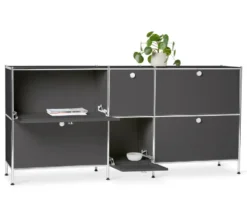 Sideboard Metall »CN3« groß mit 6 Klappenfächern, grau