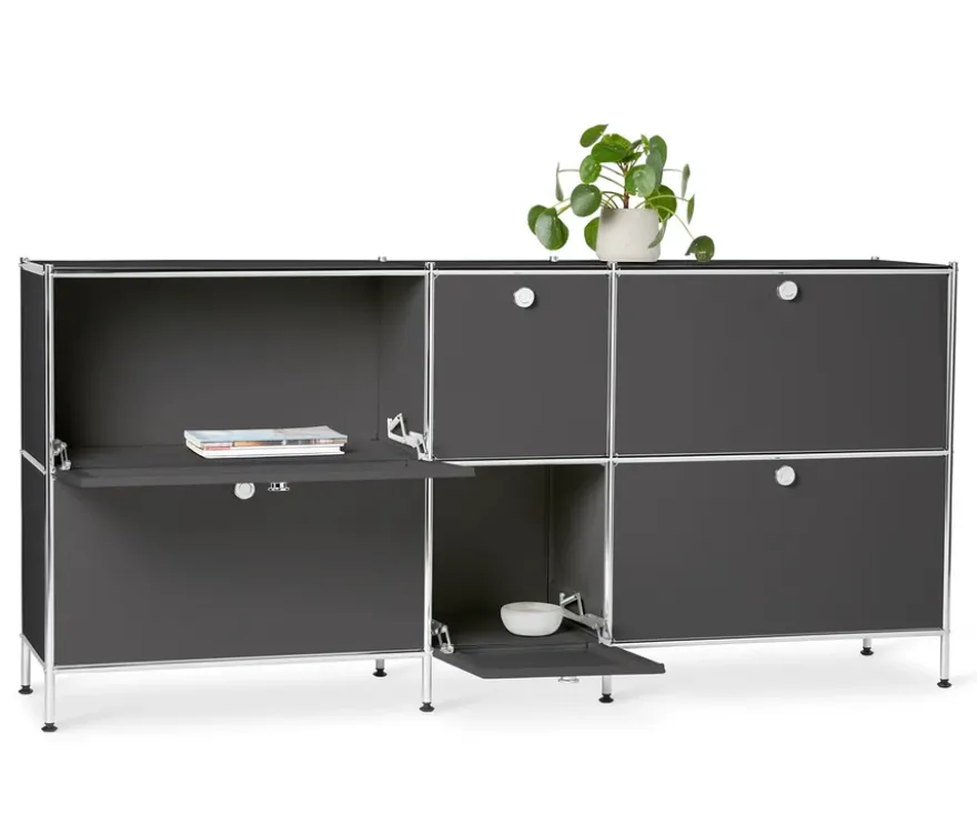 Sideboard Metall »CN3« groß mit 6 Klappenfächern, grau