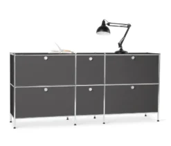 Sideboard Metall »CN3« groß mit 6 Klappenfächern, grau