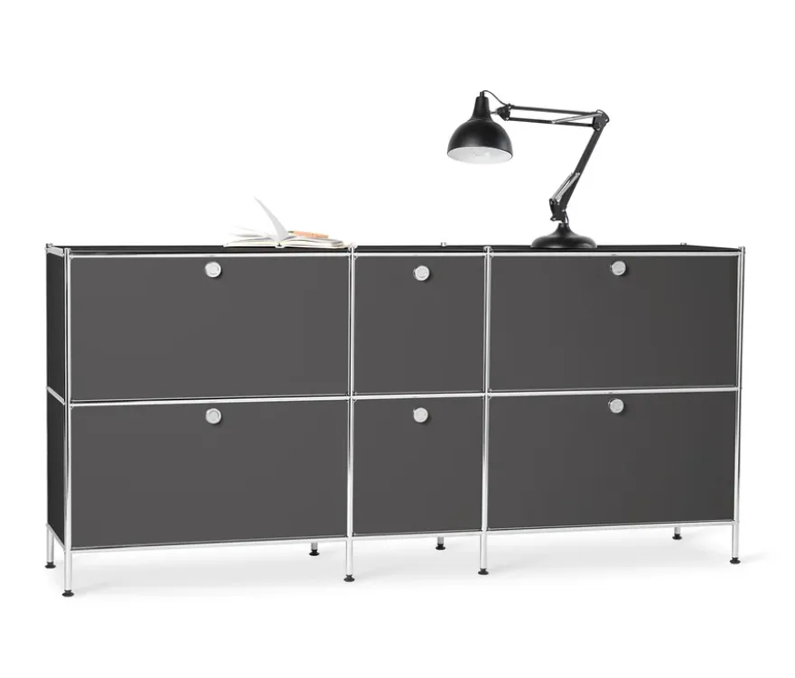 Sideboard Metall »CN3« groß mit 6 Klappenfächern, grau