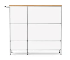 Sideboard Metall »CN3« mit Holzplatte, 1 Klappenfach und 4 Schubladen, weiß