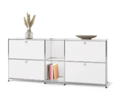 Sideboard Metall »CN3« mit 4 Klappenfächern, weiß