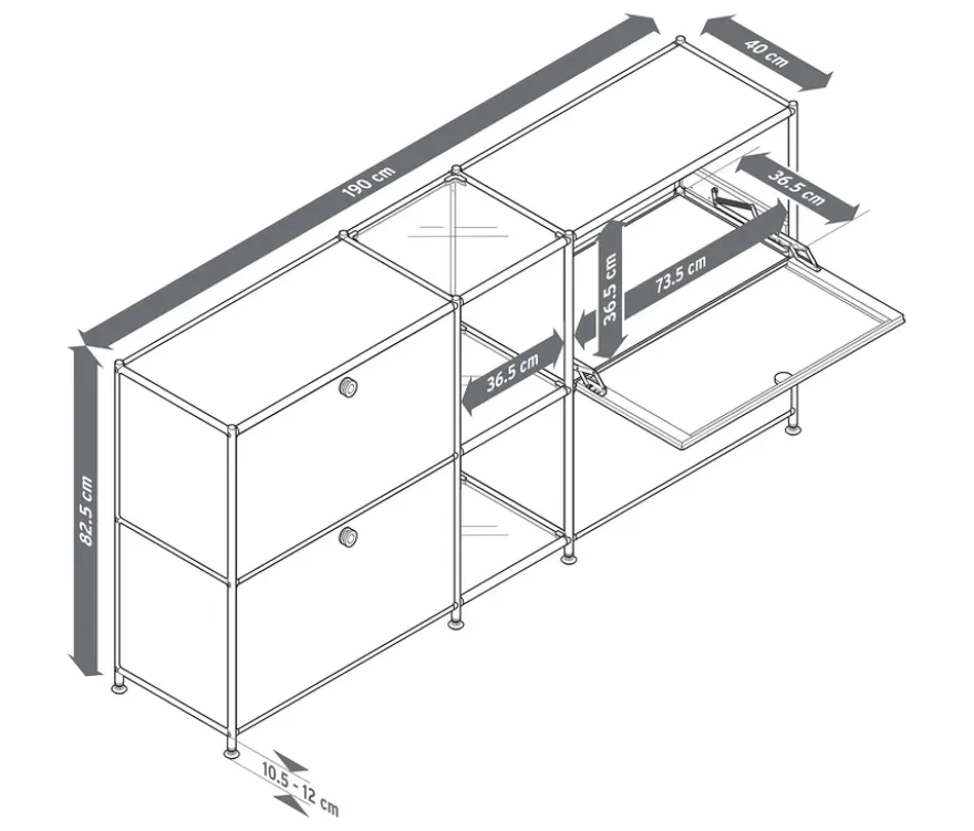 Sideboard Metall »CN3« mit 4 Klappenfächern, weiß