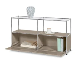 Sideboard Metall »CN3« mit 2 Klappen und Glasböden, taupe