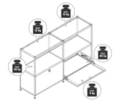 Sideboard Metall »CN3« mit 2 Klappen und Glasböden, taupe
