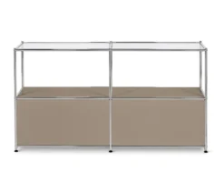 Sideboard Metall »CN3« mit 2 Klappen und Glasböden, taupe
