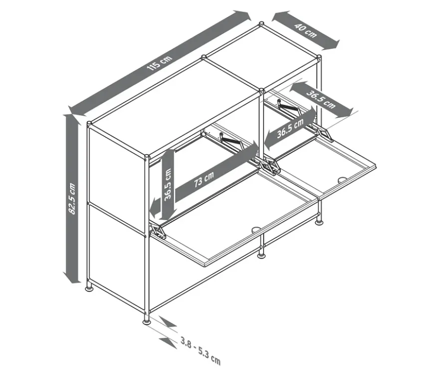 Sideboard Metall »CN3« mit 4 Klappenfächern