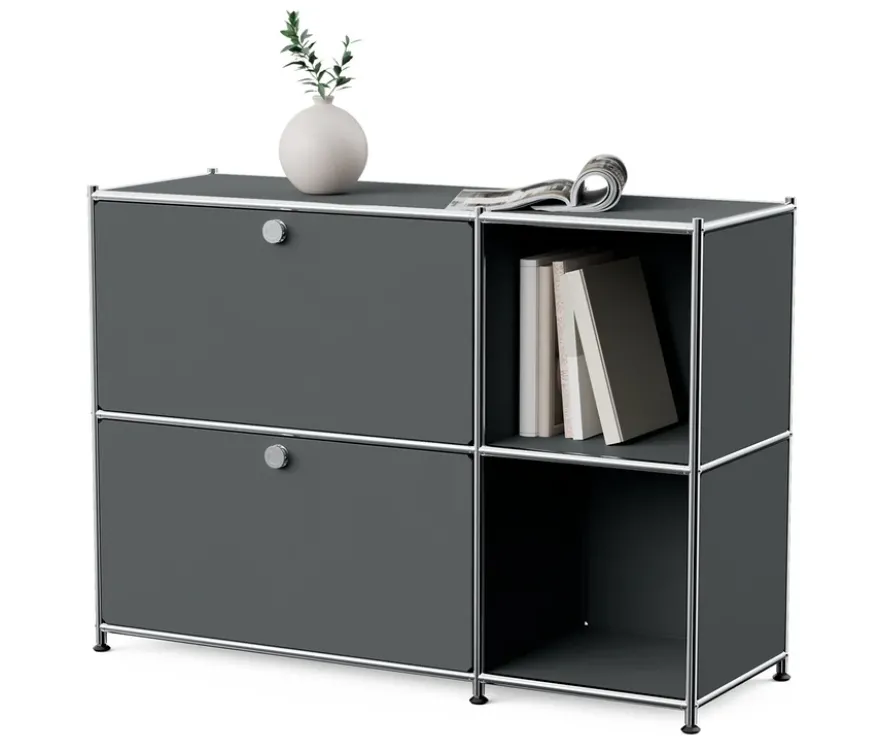 Sideboard Metall »CN3« mit 2 Klappenfächern, grau