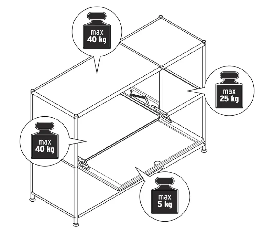 Sideboard Metall »CN3« mit 2 Klappenfächern, grau