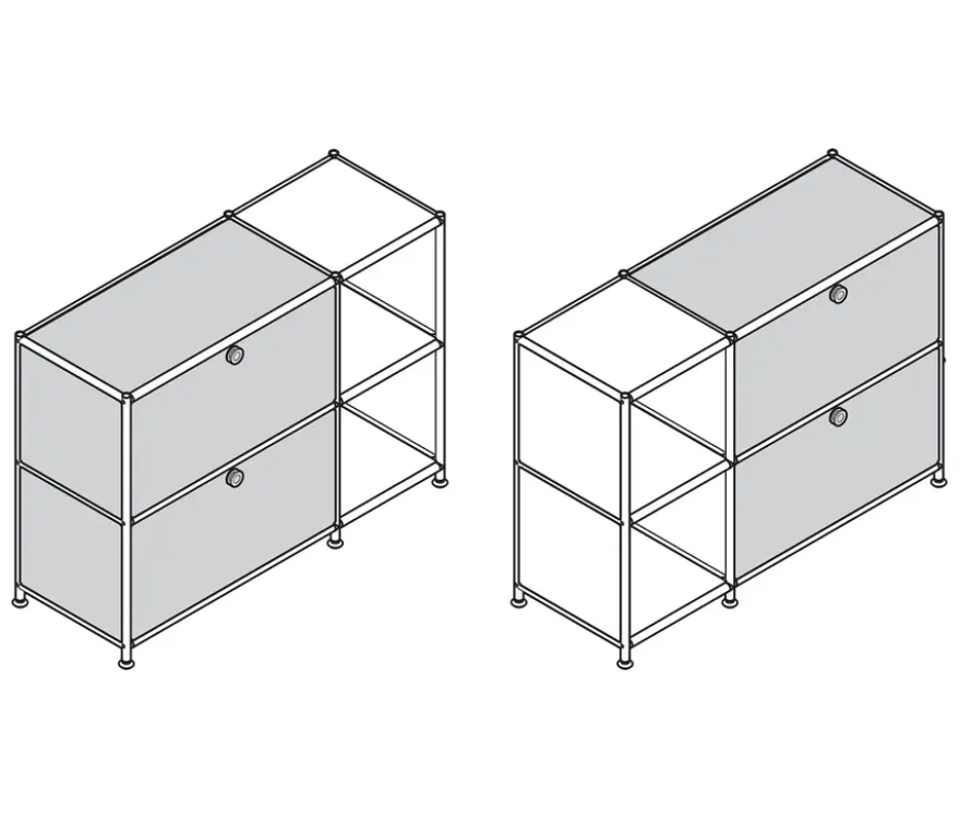 Sideboard Metall »CN3« mit 2 Klappenfächern, grau