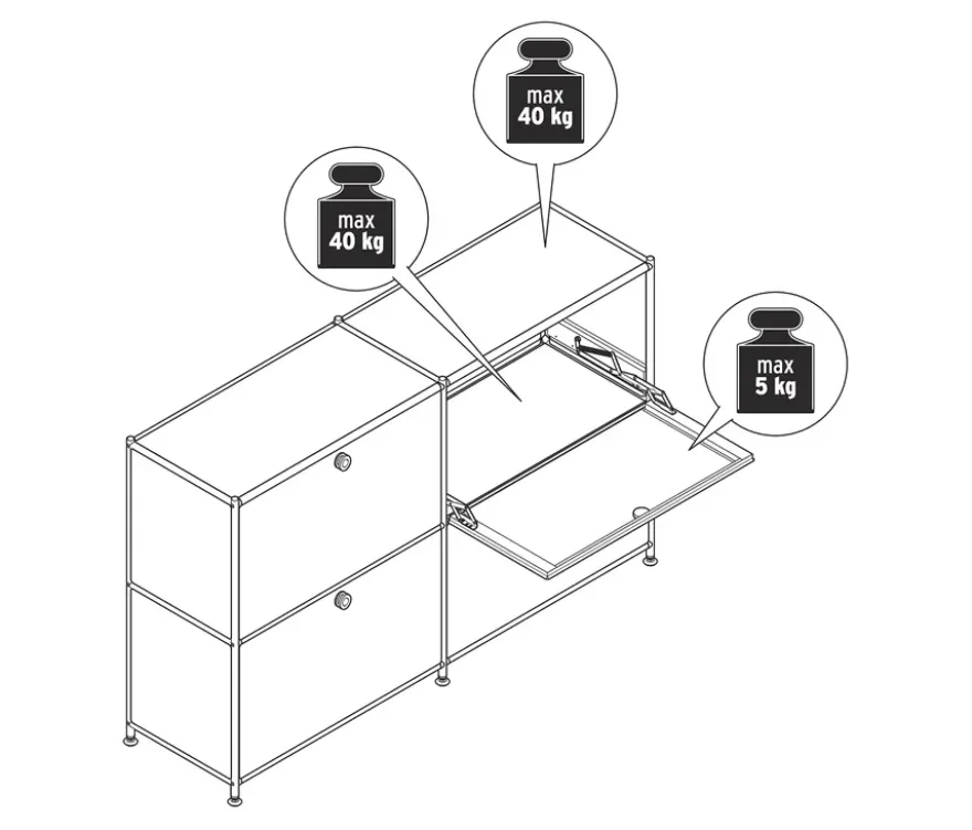 Sideboard Metall »CN3« mit 4 Klappenfächern, enzianblau