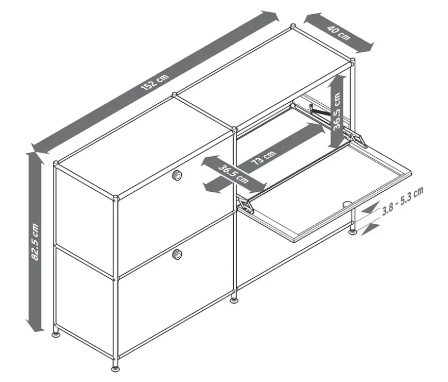 Sideboard Metall »CN3« mit 4 Klappenfächern, enzianblau