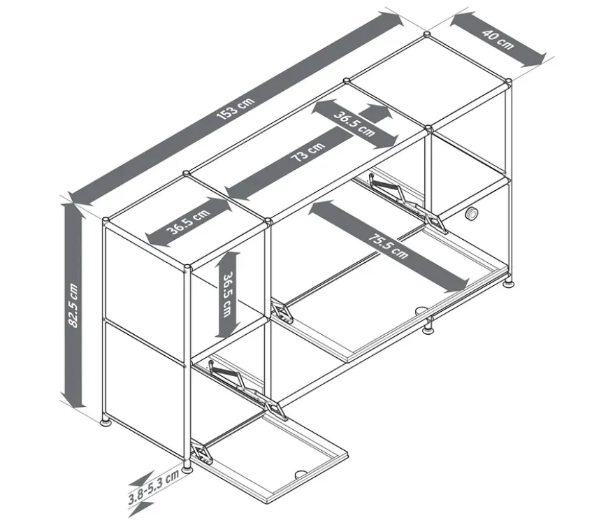 Sideboard Metall »CN3« mit 3 Klappenfächern, weiß