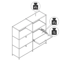 Sideboard Metall »CN3« mit 4 Klappenfächern, hellgrau