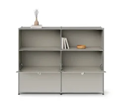 Sideboard Metall »CN3« mit 4 Klappenfächern, hellgrau
