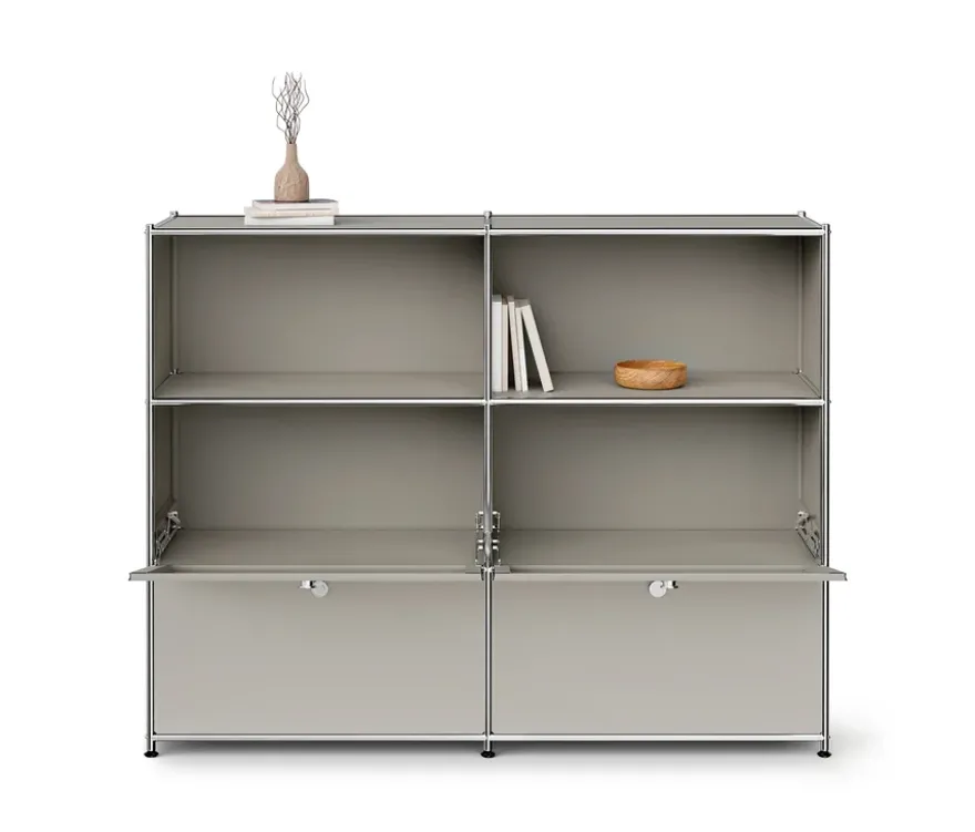 Sideboard Metall »CN3« mit 4 Klappenfächern, hellgrau