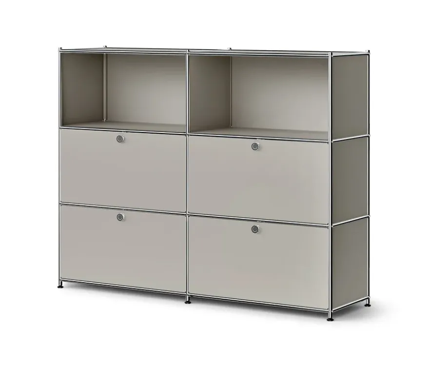 Sideboard Metall »CN3« mit 4 Klappenfächern, hellgrau