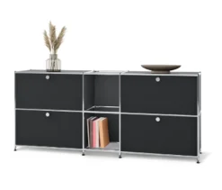 Sideboard Metall »CN3« mit 4 Klappenfächern, schwarz