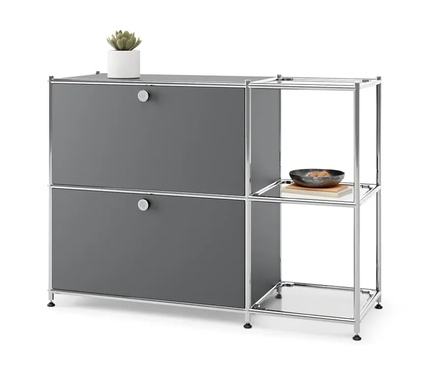 Sideboard Metall »CN3« mit 2 Klappenfächern, grau