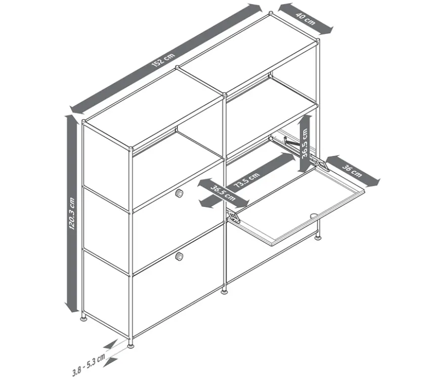 Sideboard Metall »CN3« mit 4 Klappenfächern, taupe