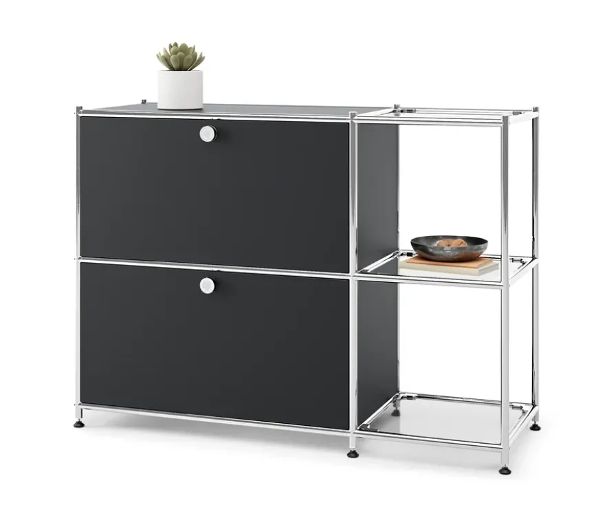Sideboard Metall »CN3« mit 2 Klappenfächern, schwarz
