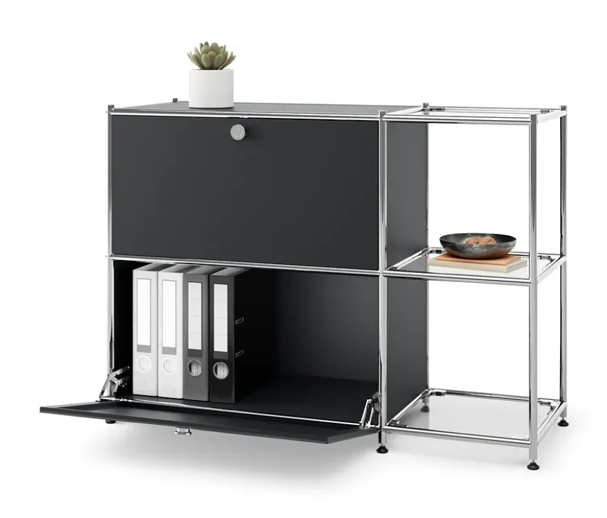 Sideboard Metall »CN3« mit 2 Klappenfächern, schwarz