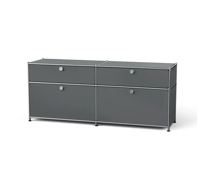 Sideboard Metall »CN3« mit 2 Klappenfächern und 2 Schubladen, grau
