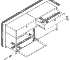 Sideboard Metall »CN3« mit 2 Klappenfächern und 2 Schubladen, grau