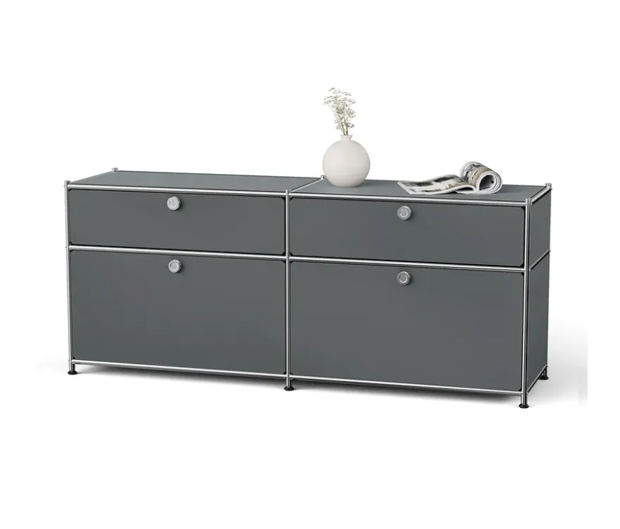 Sideboard Metall »CN3« mit 2 Klappenfächern und 2 Schubladen, grau