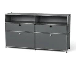 Sideboard Metall »CN3« mit 2 Klappenfächern, 2 Schubladen und 2 offenen Fächern, grau