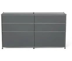 Sideboard Metall »CN3« mit 2 Klappenfächern, 2 Schubladen und 2 offenen Fächern, grau