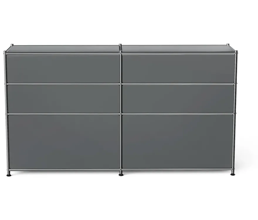 Sideboard Metall »CN3« mit 2 Klappenfächern, 2 Schubladen und 2 offenen Fächern, grau