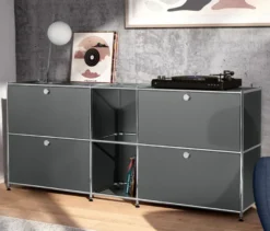 Sideboard Metall »CN3« mit 4 Klappenfächern, grau