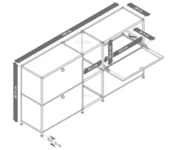 Sideboard Metall »CN3« mit 4 Klappenfächern, grau
