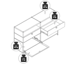Sideboard Metall »CN3« mit 2 Klappenfächern, 2 Schubladen und 2 offenen Fächern, weiß