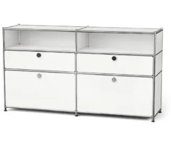 Sideboard Metall »CN3« mit 2 Klappenfächern, 2 Schubladen und 2 offenen Fächern, weiß