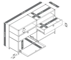 Sideboard Metall »CN3« mit 2 Klappenfächern, 2 Schubladen und 2 offenen Fächern, weiß