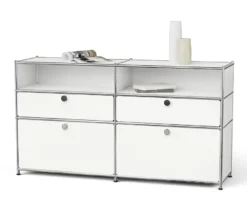Sideboard Metall »CN3« mit 2 Klappenfächern, 2 Schubladen und 2 offenen Fächern, weiß