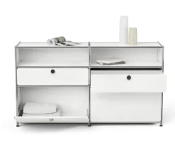 Sideboard Metall »CN3« mit 2 Klappenfächern, 2 Schubladen und 2 offenen Fächern, weiß