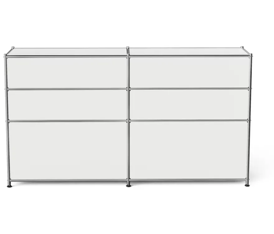 Sideboard Metall »CN3« mit 2 Klappenfächern, 2 Schubladen und 2 offenen Fächern, weiß