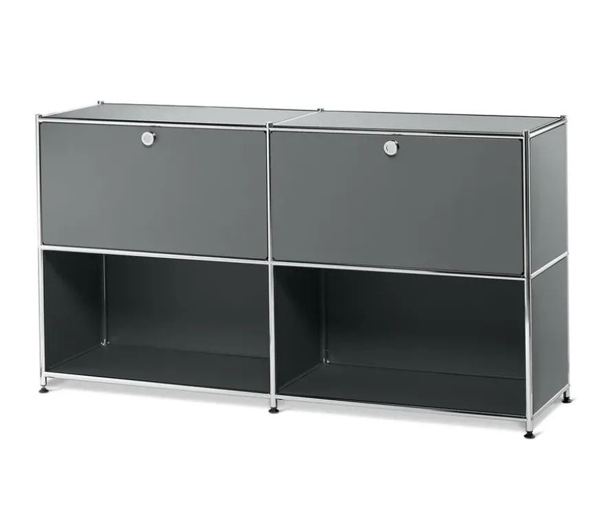 Sideboard Metall »CN3« mit versetzbaren Klappenfächern, grau