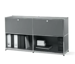 Sideboard Metall »CN3« mit versetzbaren Klappenfächern, grau