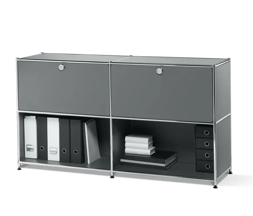 Sideboard Metall »CN3« mit versetzbaren Klappenfächern, grau