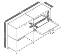 Sideboard Metall »CN3« mit versetzbaren Klappenfächern, grau
