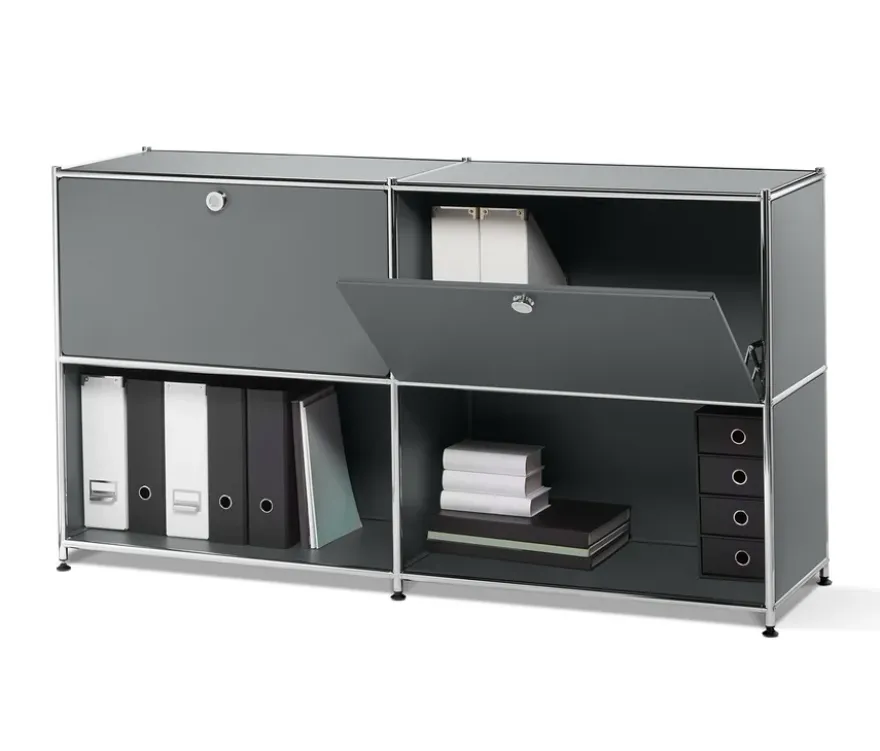 Sideboard Metall »CN3« mit versetzbaren Klappenfächern, grau