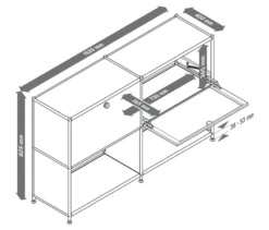 Sideboard Metall »CN3« mit versetzbaren Klappenfächern, schwarz