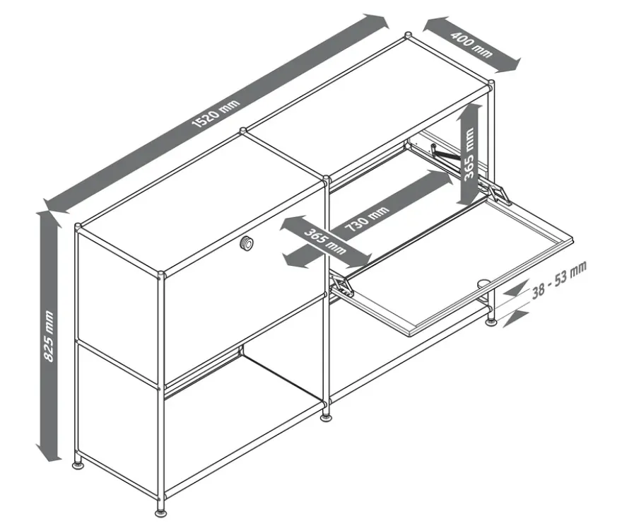 Sideboard Metall »CN3« mit versetzbaren Klappenfächern, schwarz